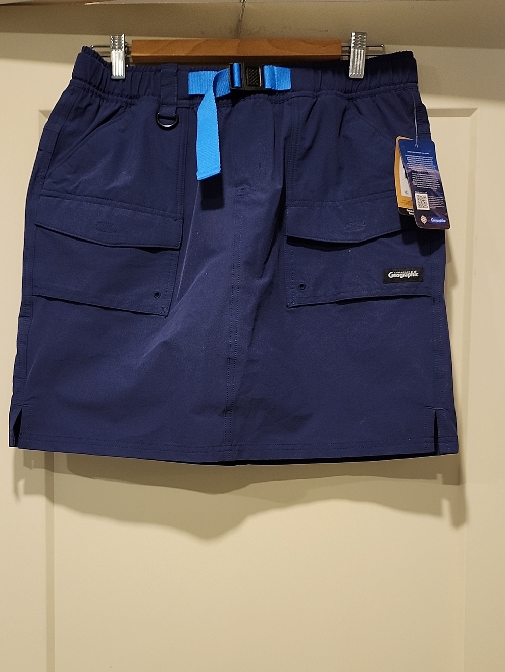 Navy Blue Women's Cargo Skort with Contrast Belt